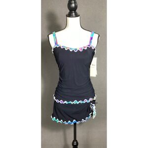 NWT Profile by Gottex Sculpting Ruffle Trim Tankini Swimsuit 32E Top & 8 Bottom